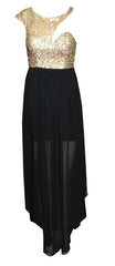 Asymmetrical Sequin Chiffon Maxi