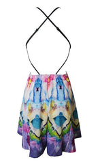 Abstract Pattern Open Back Dress