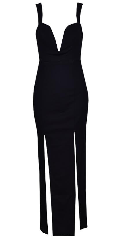 Bodycon Slit Maxi Black