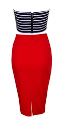 Bustier Stripe Two Piece Red